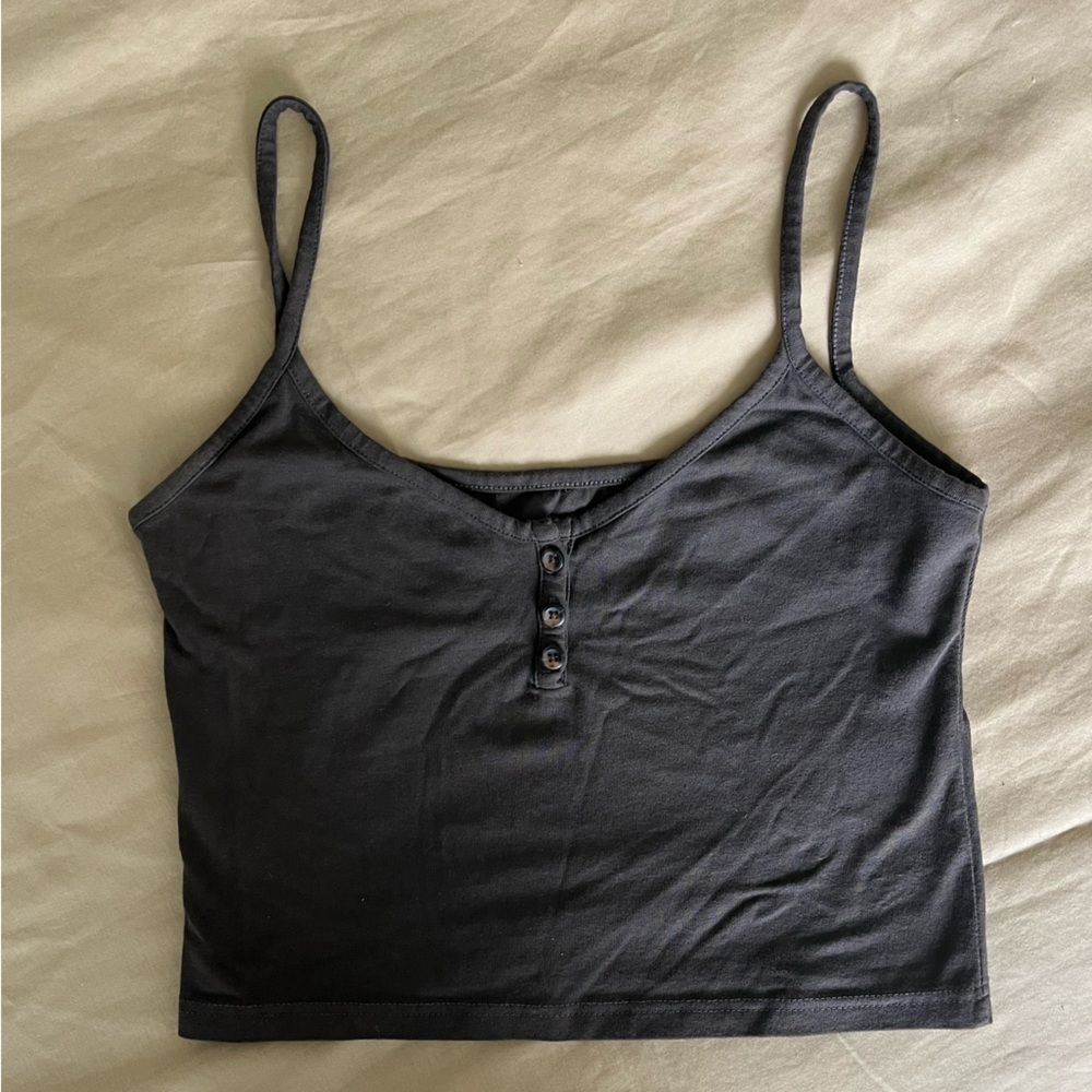 Brandy Melville Brown Button Front Crop Tank